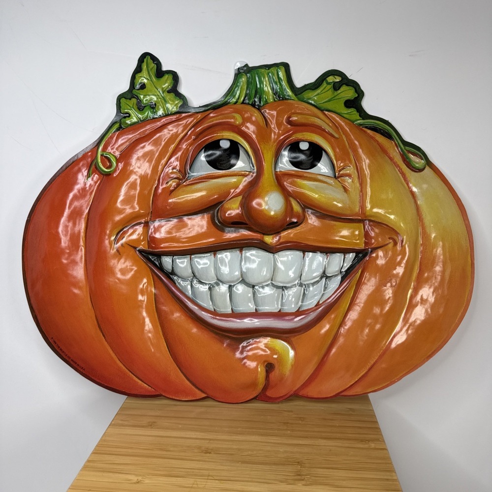 VTG 1998 Beistle Halloween Jack O Lantern 3D Smile Pumpkin Molded Plastic 12"